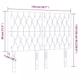 világosszürke bársony LED-es fejtámla 144x7x118/128 cm