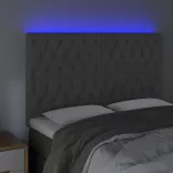 sötétszürke bársony LED-es fejtámla 144x7x118/128 cm