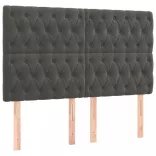 sötétszürke bársony LED-es fejtámla 144x7x118/128 cm