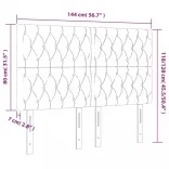 sötétszürke bársony LED-es fejtámla 144x7x118/128 cm