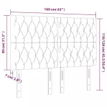 világosszürke bársony LED-es fejtámla 160x7x118/128 cm
