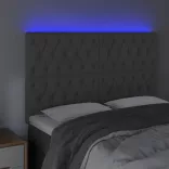 sötétszürke bársony LED-es fejtámla 160x7x118/128 cm