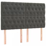sötétszürke bársony LED-es fejtámla 160x7x118/128 cm