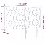 sötétkék bársony LED-es fejtámla 160x7x118/128 cm