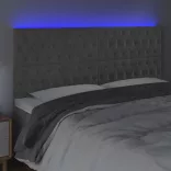 világosszürke bársony LED-es fejtámla 180x7x118/128 cm