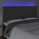 sötétszürke bársony LED-es fejtámla 180x7x118/128 cm