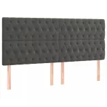 sötétszürke bársony LED-es fejtámla 180x7x118/128 cm