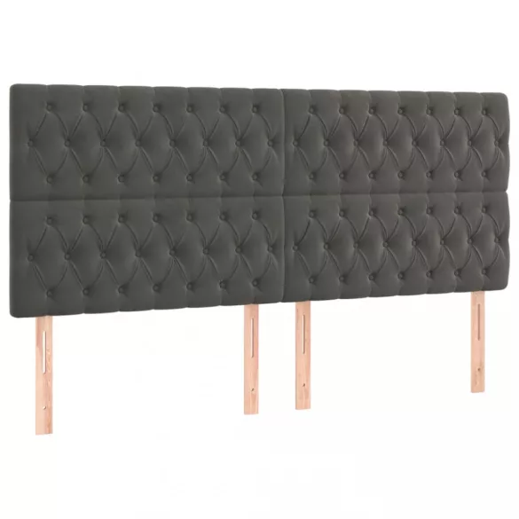 sötétszürke bársony LED-es fejtámla 180x7x118/128 cm