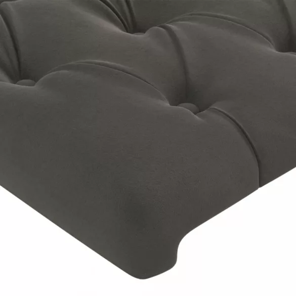 sötétszürke bársony LED-es fejtámla 180x7x118/128 cm