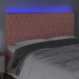 rózsaszín bársony LED-es fejtámla 180x7x118/128 cm