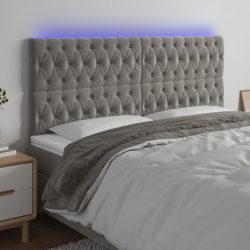 világosszürke bársony LED-es fejtámla 200x7x118/128 cm