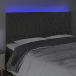 sötétszürke bársony LED-es fejtámla 200x7x118/128 cm