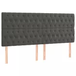 sötétszürke bársony LED-es fejtámla 200x7x118/128 cm