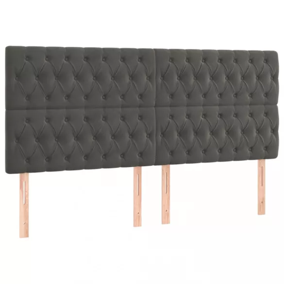 sötétszürke bársony LED-es fejtámla 200x7x118/128 cm
