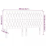 sötétszürke bársony LED-es fejtámla 200x7x118/128 cm