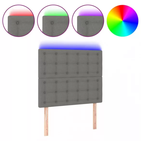 sötétszürke szövet LED-es fejtámla 80x5x118/128 cm