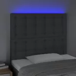 sötétszürke szövet LED-es fejtámla 80x5x118/128 cm