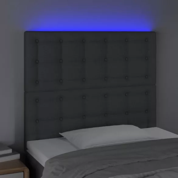 sötétszürke szövet LED-es fejtámla 80x5x118/128 cm