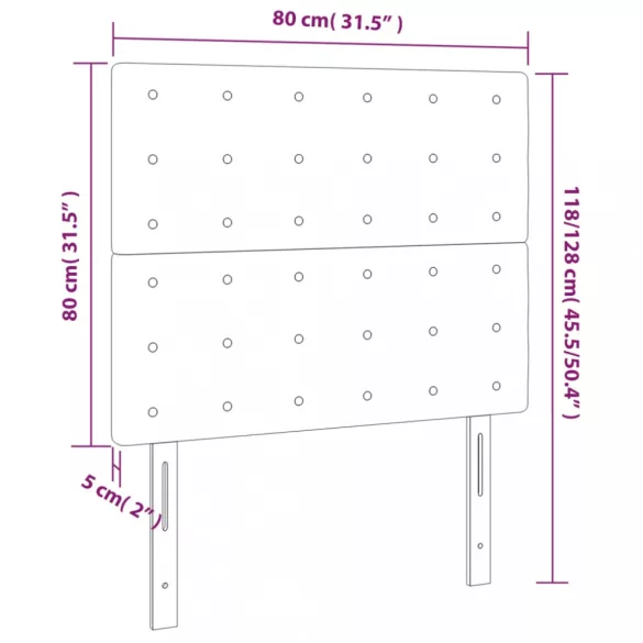 sötétszürke szövet LED-es fejtámla 80x5x118/128 cm