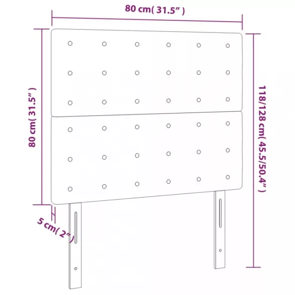 kék szövet LED-es fejtámla 80x5x118/128 cm