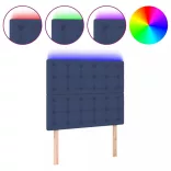 kék szövet LED-es fejtámla 90x5x118/128 cm