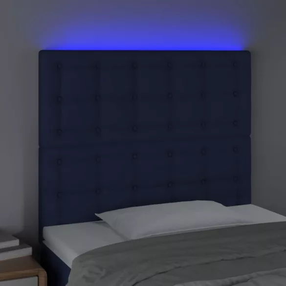 kék szövet LED-es fejtámla 90x5x118/128 cm