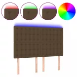 sötétbarna szövet LED-es fejtámla 144x5x118/128 cm