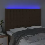 sötétbarna szövet LED-es fejtámla 144x5x118/128 cm