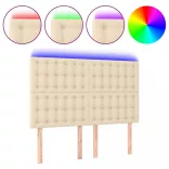 krémszínű szövet LED-es fejtámla 144x5x118/128 cm