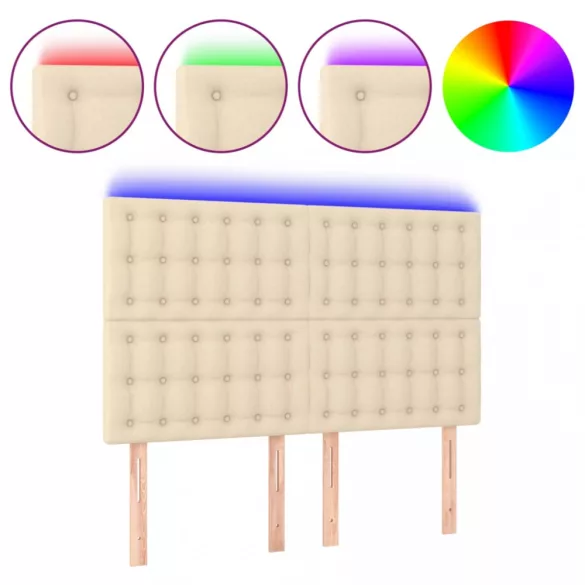 krémszínű szövet LED-es fejtámla 144x5x118/128 cm