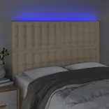 krémszínű szövet LED-es fejtámla 144x5x118/128 cm