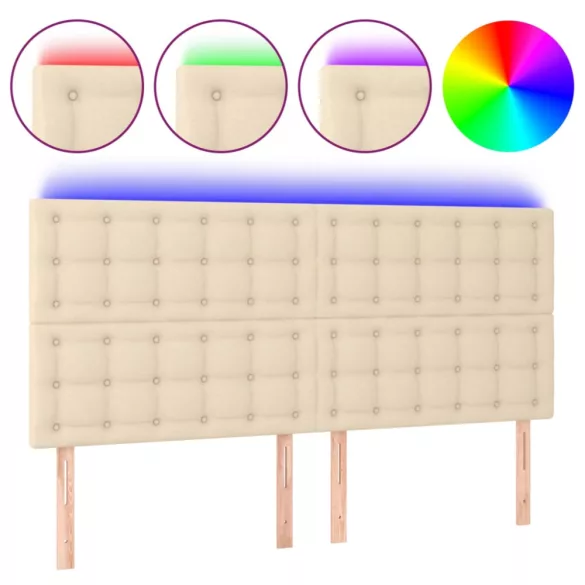 krémszínű szövet LED-es fejtámla szárnyakkal 160x5x118/128 cm