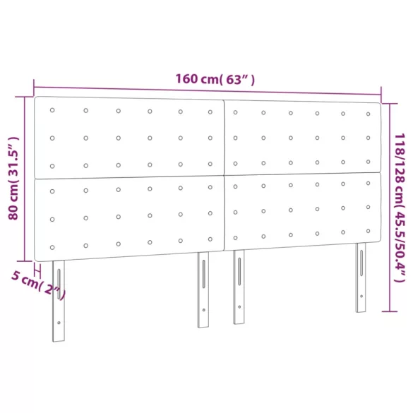 krémszínű szövet LED-es fejtámla szárnyakkal 160x5x118/128 cm