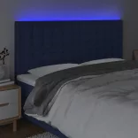 kék szövet LED-es fejtámla 160x5x118/128 cm