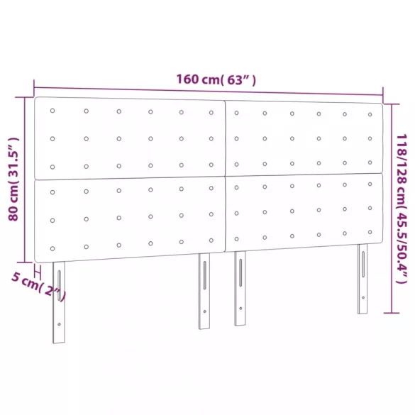 kék szövet LED-es fejtámla 160x5x118/128 cm