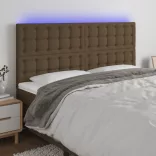 sötétbarna szövet LED-es fejtámla 180x5x118/128 cm