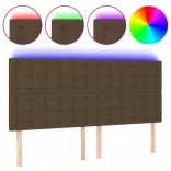 sötétbarna szövet LED-es fejtámla 180x5x118/128 cm