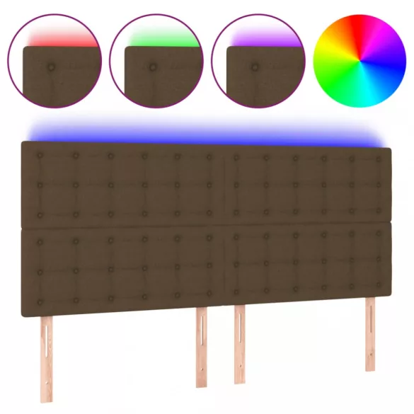 sötétbarna szövet LED-es fejtámla 180x5x118/128 cm