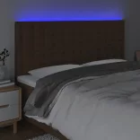 sötétbarna szövet LED-es fejtámla 180x5x118/128 cm