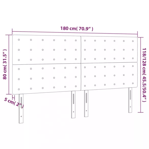 sötétbarna szövet LED-es fejtámla 180x5x118/128 cm