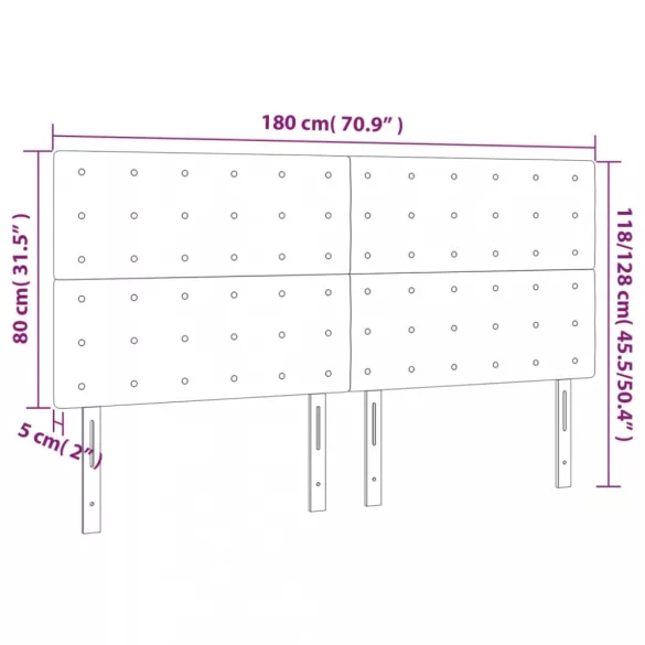 tópszínű szövet LED-es fejtámla 180x5x118/128 cm