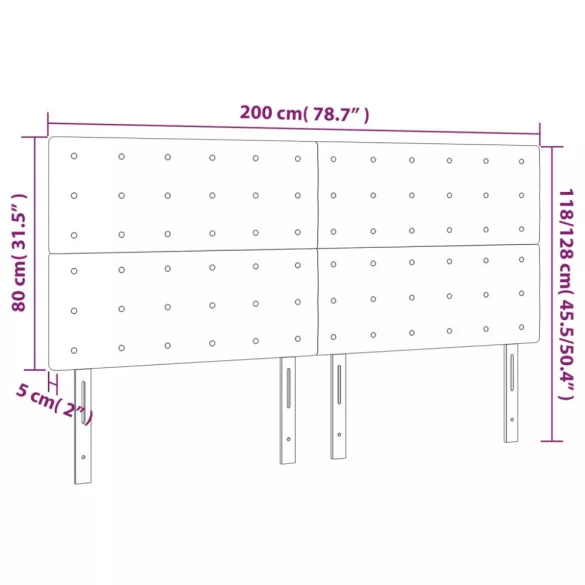 sötétbarna szövet LED-es fejtámla 200x5x118/128 cm