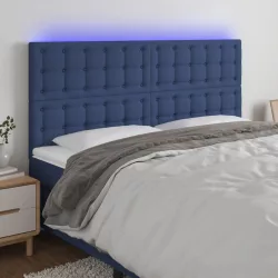 kék szövet LED-es fejtámla 200x5x118/128 cm