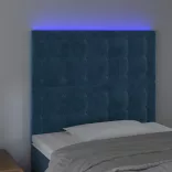 sötétkék bársony LED-es fejtámla 80x5x118/128 cm