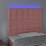 rózsaszín bársony LED-es fejtámla 80x5x118/128 cm