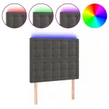 sötétszürke bársony LED-es fejtámla 90x5x118/128 cm