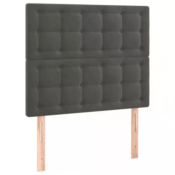 sötétszürke bársony LED-es fejtámla 90x5x118/128 cm