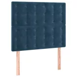 sötétkék bársony LED-es fejtámla 90x5x118/128 cm