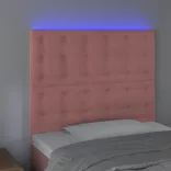 rózsaszín bársony LED-es fejtámla 90x5x118/128 cm