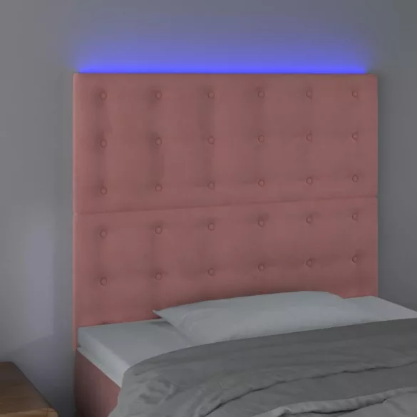 rózsaszín bársony LED-es fejtámla 90x5x118/128 cm